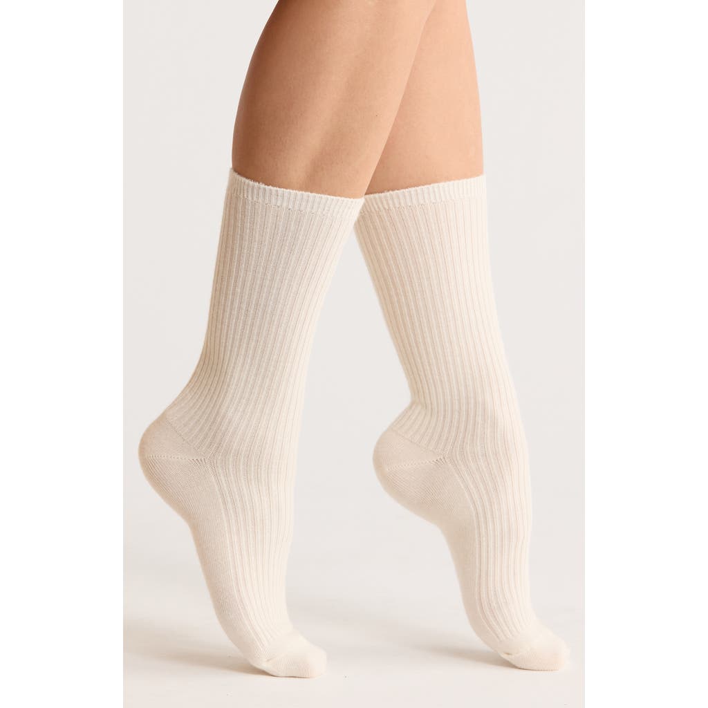Nordstrom Rib Merino Wool Blend Crew Socks In Neutral
