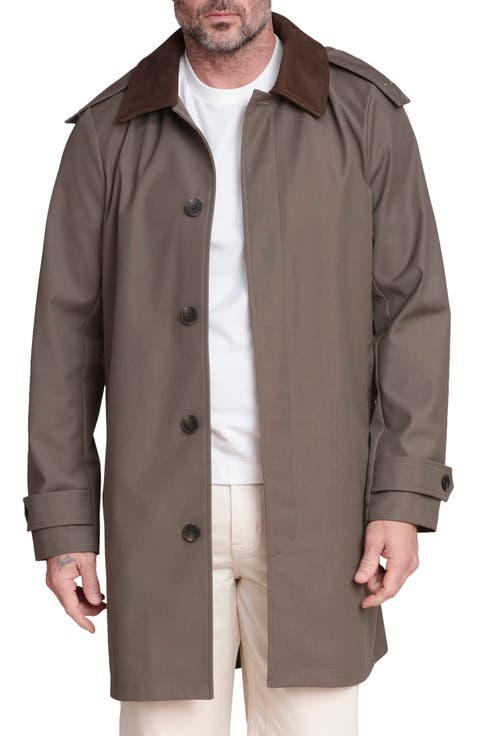 Corduroy Collar Mac Coat with Detachable Hood