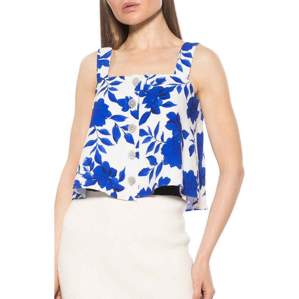 Alexia Admor Elena Trapeze Tank In Blue Floral