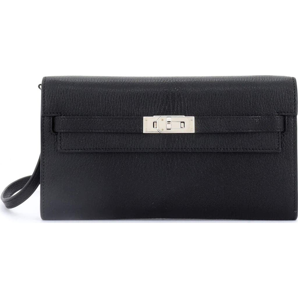 Pre-owned Hermes Hermes Kelly To Go Wallet Chevre Mysore In Black