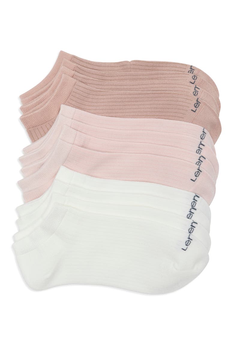 6-Pack Rib Low Cut Socks, Main, color, BROWN/ PINK