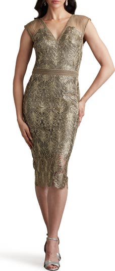 パーティードレス TadashiShoji  Sequin Corded Lace Cocktail Sheath Dress Tadashi Shoji Sequin Corded Lace Cocktail Sheath Dress