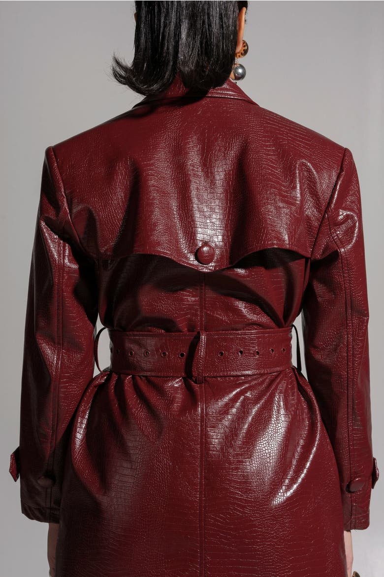 Ono Faux Leather Trench jacket, Alternate, color, Burgundy