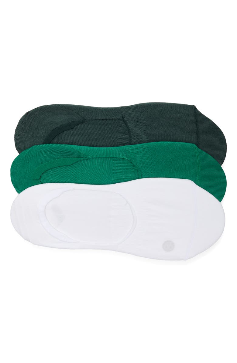 Zella Assorted 3-Pack No-Show Sneaker Socks, Main, color, Green Glade