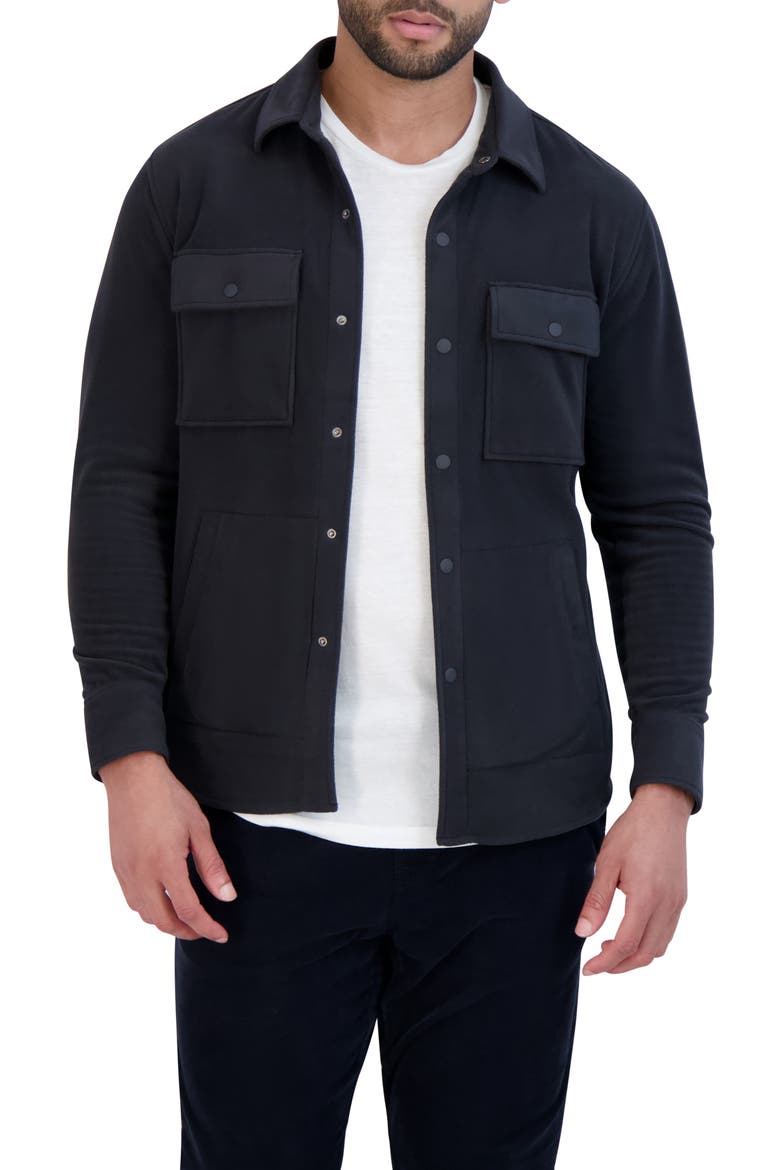 Recycled Polartec® Snap-Up Shirt Jacket, Main, color, BLACK