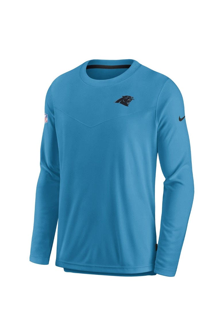 Men's Nike Blue Carolina Panthers Sideline Lockup Performance Long Sleeve T-Shirt, Alternate, color, Blue