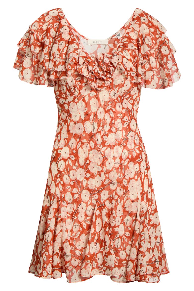 Alcida Floral Silk Minidress, Alternate, color, ROUGE AMBRIDGE ROSE