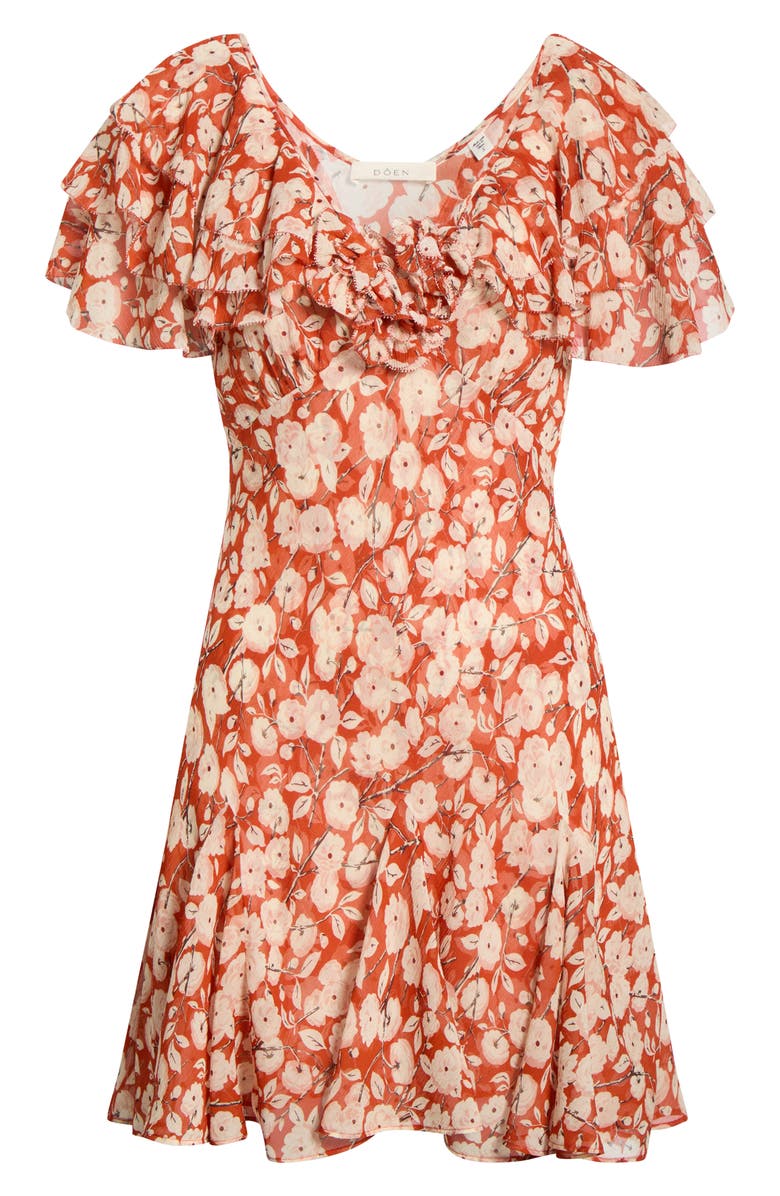 DÔEN Alcida Floral Silk Minidress, Main, color, Rouge Ambridge Rose