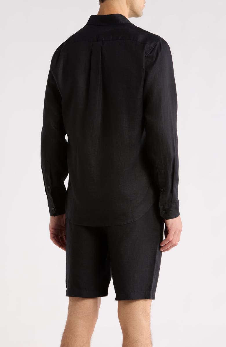 Vince Linen Button-Up Shirt, Alternate, color, Black