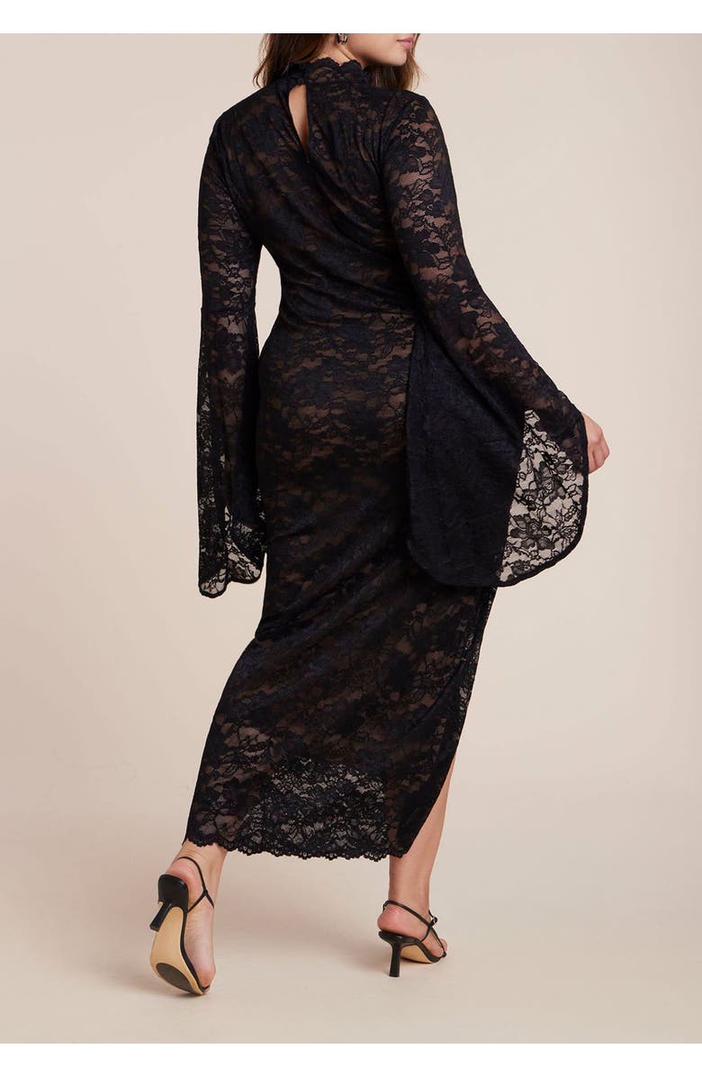 ELOQUII Lace Fitted Maxi Dress, Alternate, color, Black Onyx