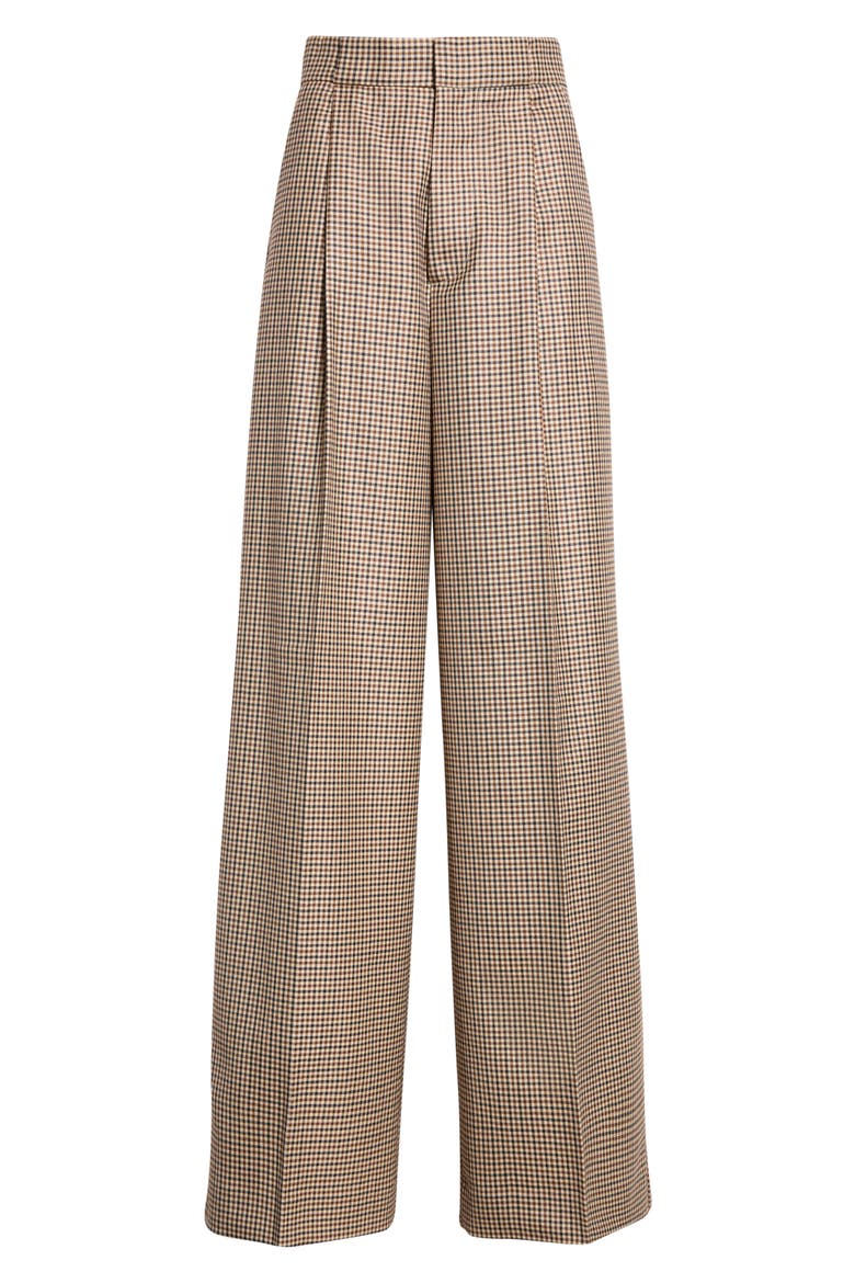 Bogart Pleated High Waist Wide Leg Wool Trousers, Main, color, CAMEL - 0800