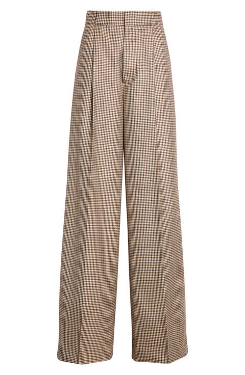 Bogart Pleated High Waist Wide Leg Wool Trousers