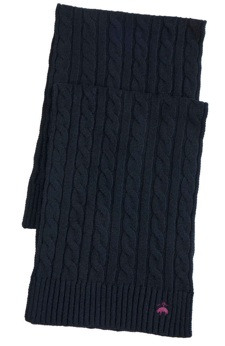 Brooks Brothers Cashmere Blend Classic Cable Scarf, Alternate, color, Black