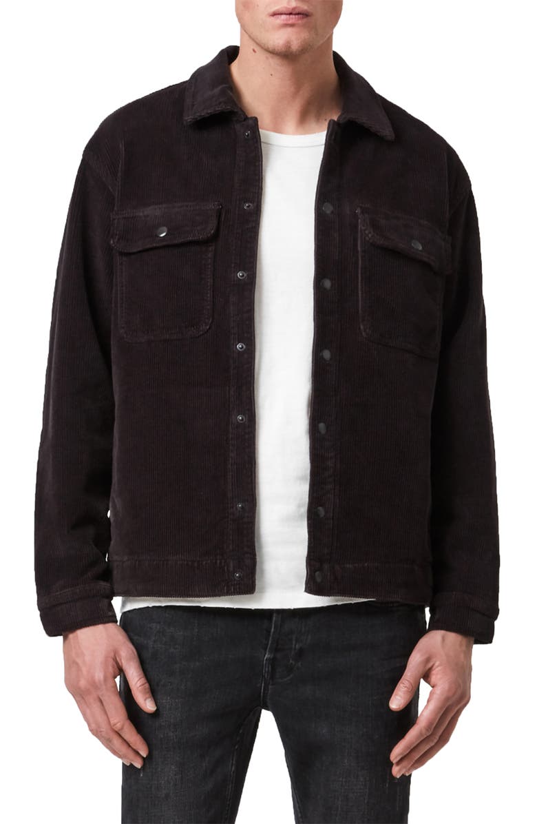 AllSaints Coronet Snap-Up Corduroy Jacket, Main, color, 