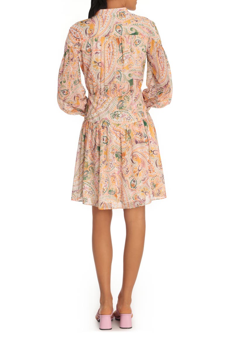 Paisley Long Sleeve Chiffon Shirt Dress, Alternate, color, SOFT WHITE/YELLOW