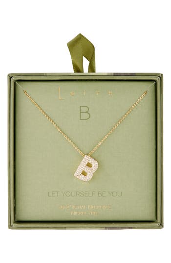 Leith Pavé Cubic Zirconia Initial Pendant Necklace In Gold