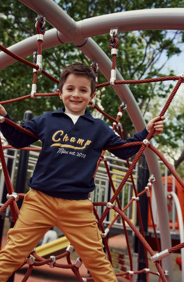 MILES THE LABEL Kids' Champion Cotton Graphic Sweatshirt, Alternate, color, Navy