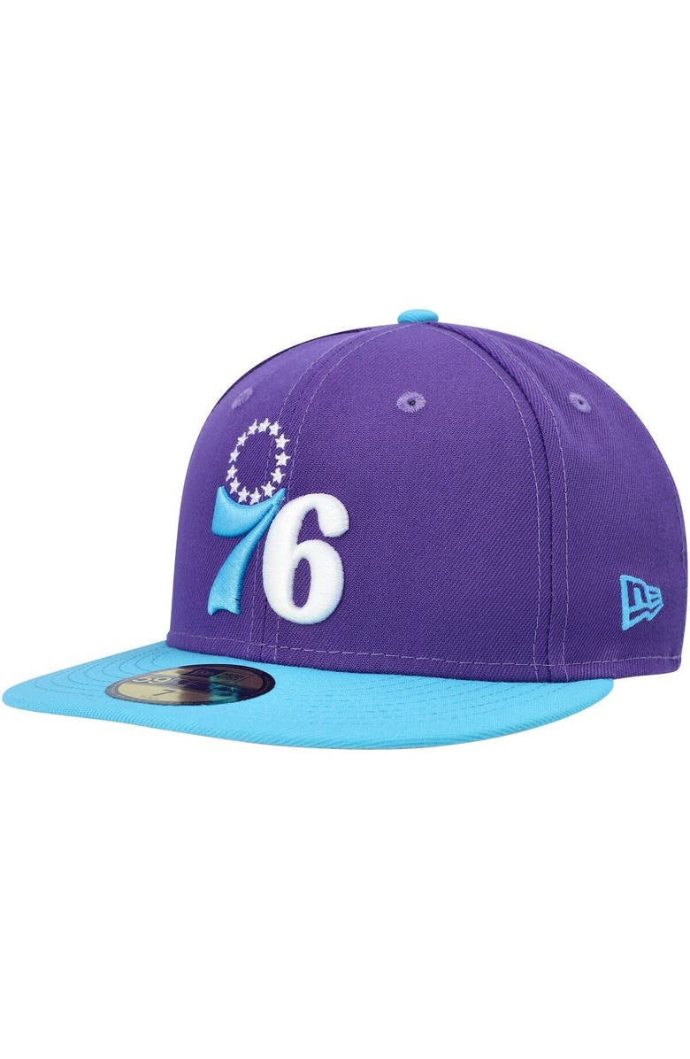 New Era Men's New Era Purple Philadelphia 76ers Vice 59FIFTY Fitted Hat, Alternate, color, 