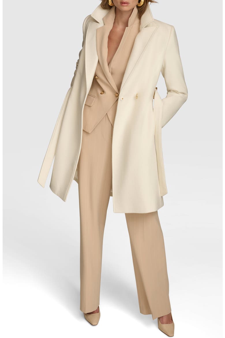 Belted Wool Blend Coat, Alternate, color, IVORY