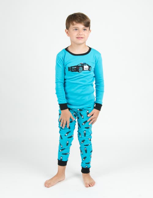 Leveret Two-piece Printed Cotton Pajamas, Vehicles & Machines In Blue