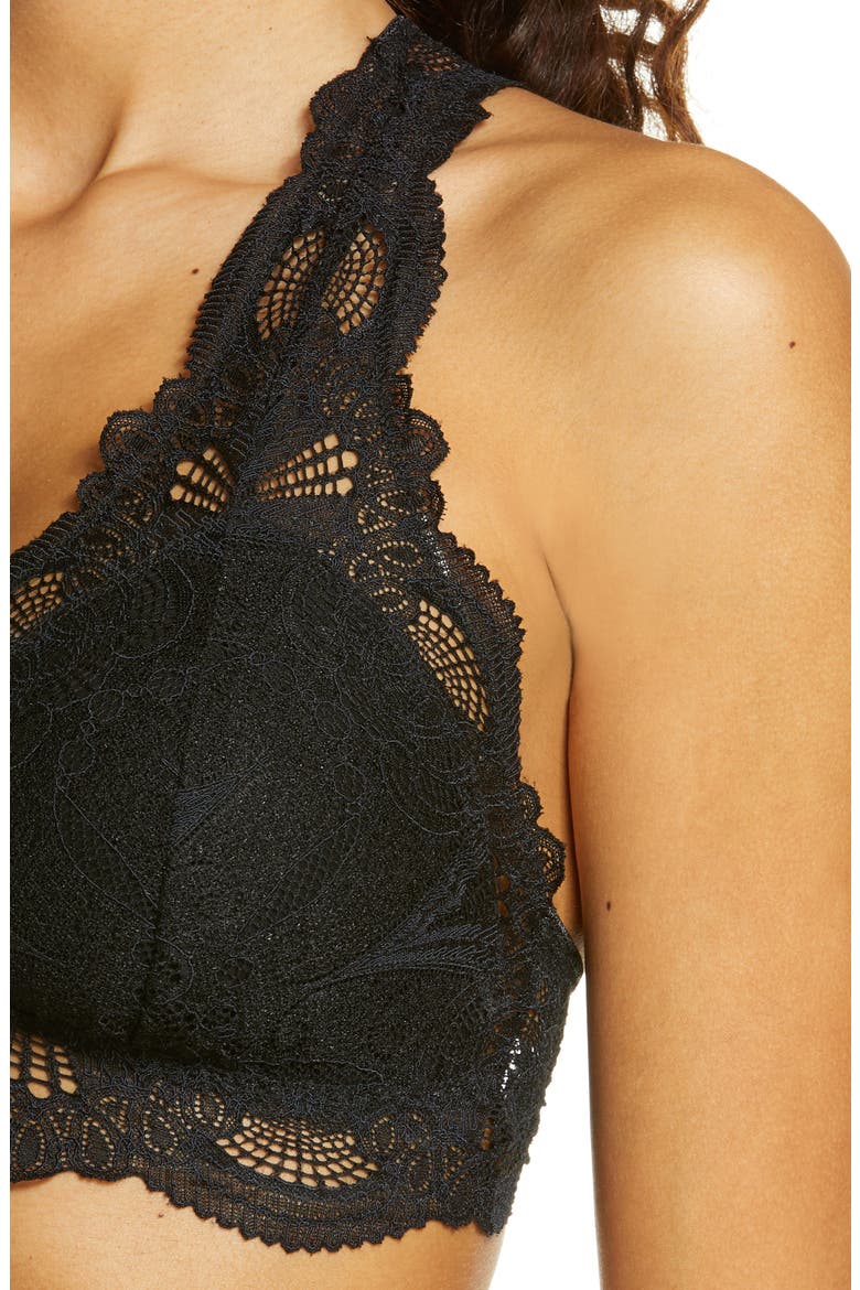 Belle Époque Lace T-Back Bralette, Alternate, color, BLACK