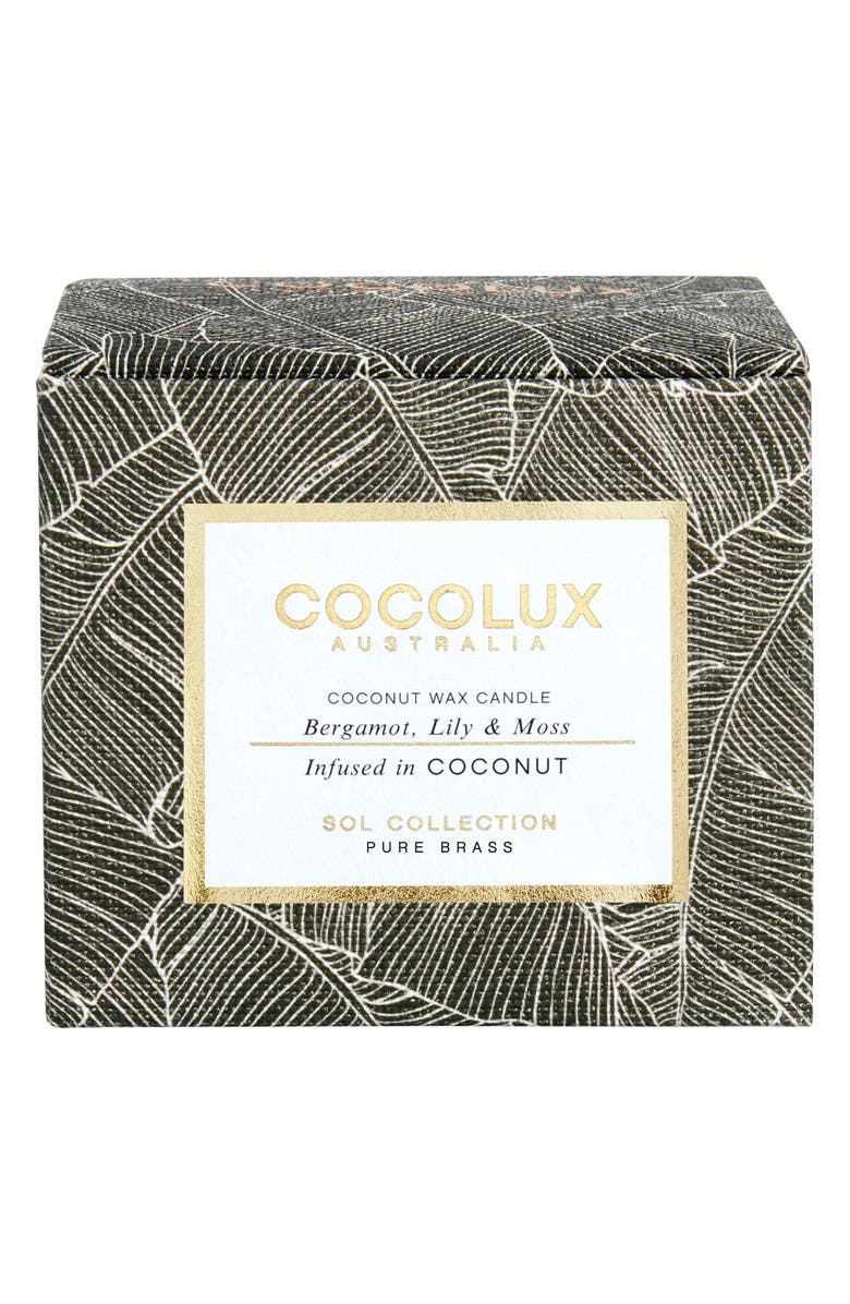 Cocolux Australia Bergamot, Lily & Moss Small Brass Candle, Alternate, color, 
