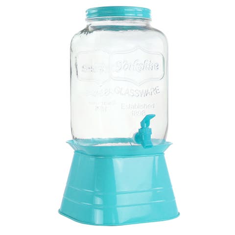 Chiara 2 Gallon Glass Mason Jar Dispenser with Metal Lid and Base