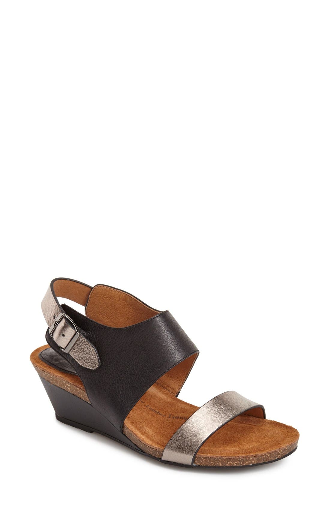 'Vanita' Leather Sandal, Main, color, BLACK/ ANTHRACITE