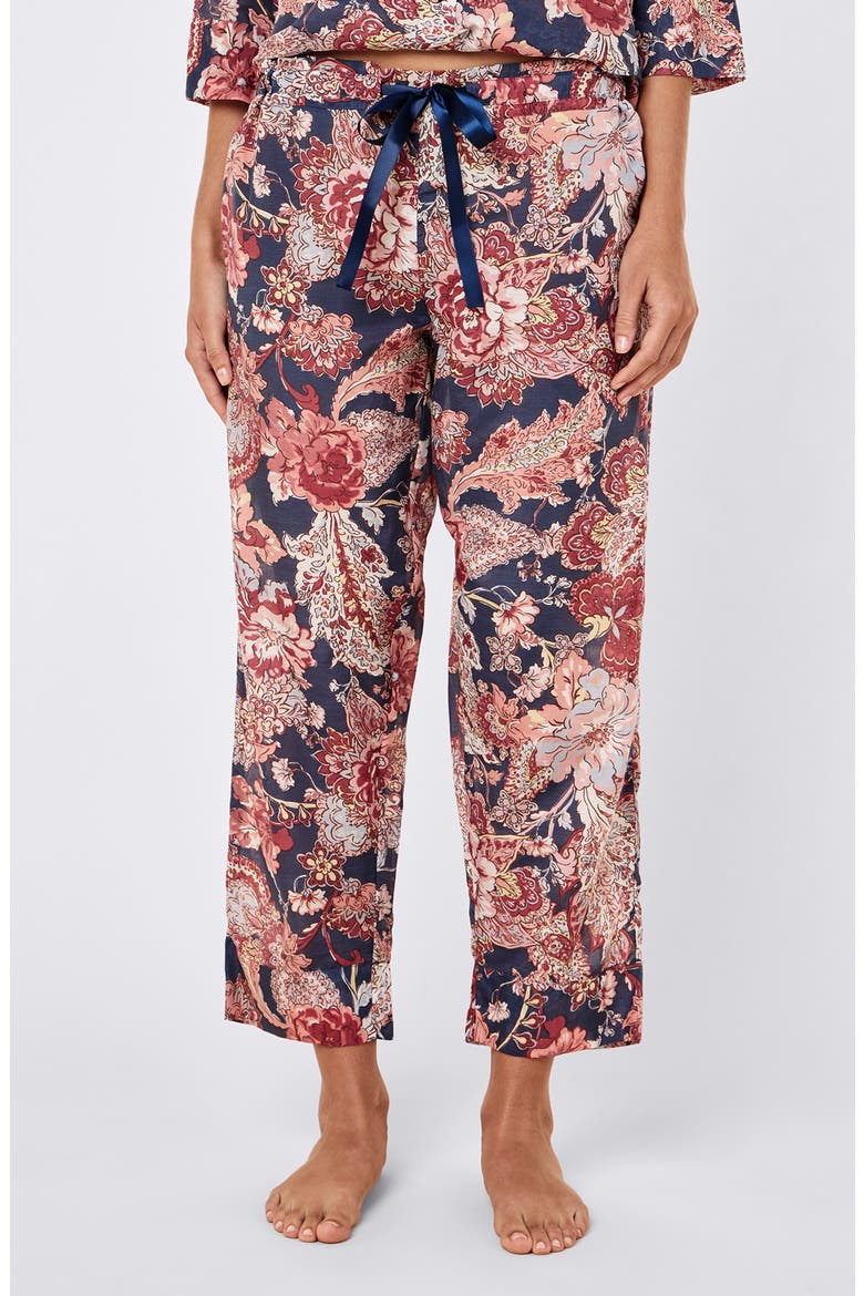 Ella Cotton & Silk Crop Pajamas, Alternate, color, BLUE INDIGO