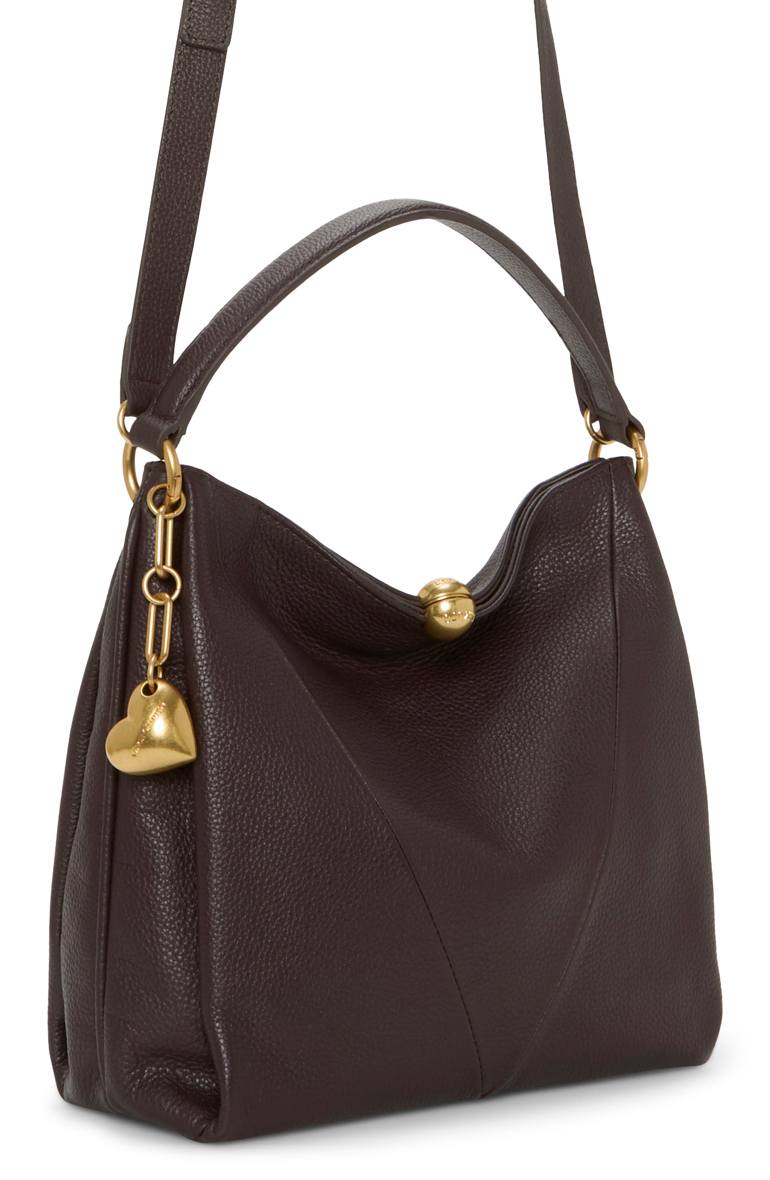 Vince Camuto Medna Leather Shoulder Bag, Alternate, color, Brown