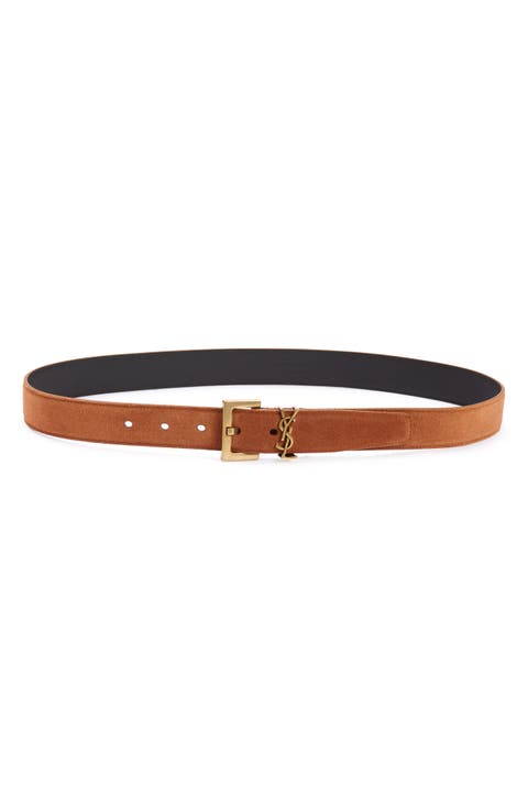 YSL Logo Suede Belt