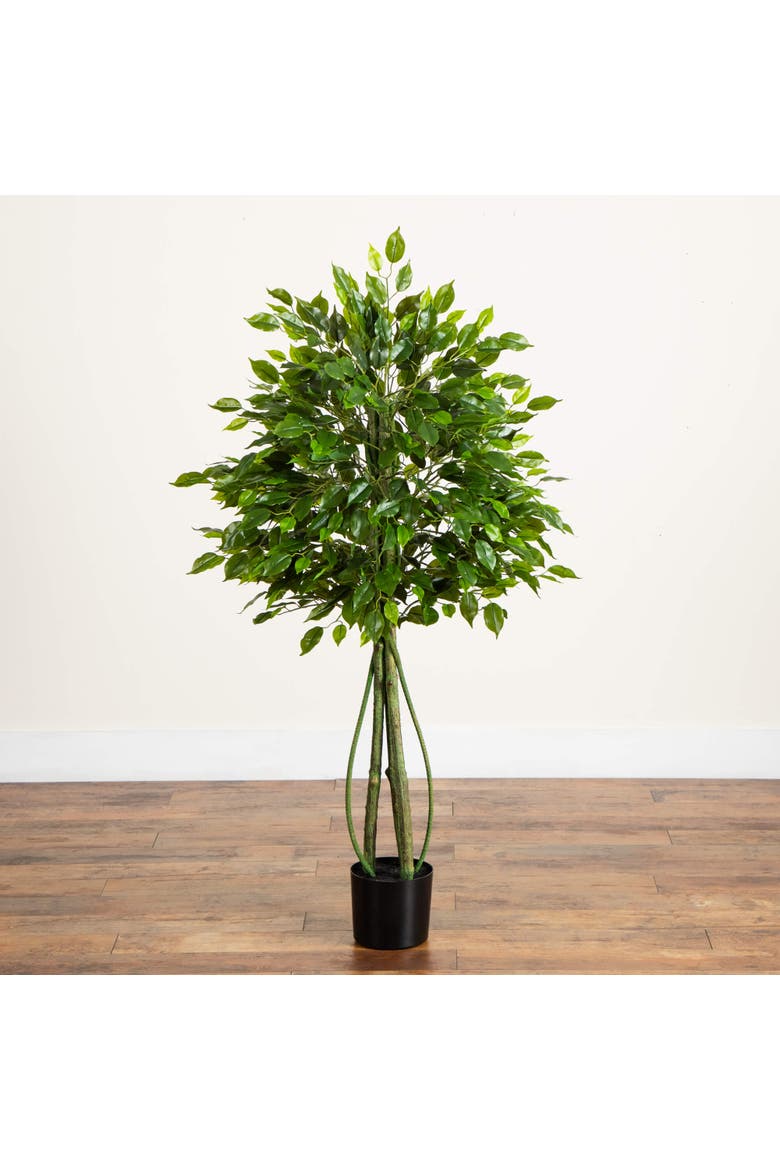 4.5-ft UV Resistant Artificial Ficus Tree, Alternate, color, Green