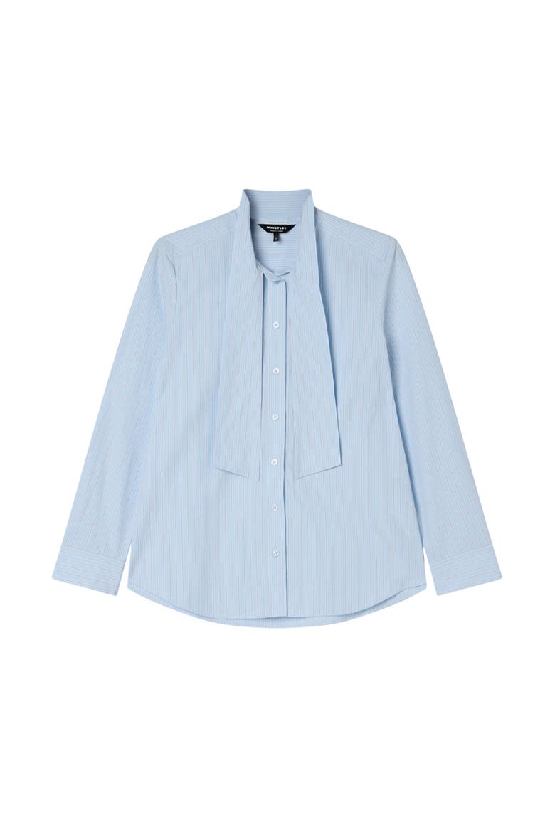 Cotton Scarf Detail Button Down Shirt, Alternate, color, Blue/Multi