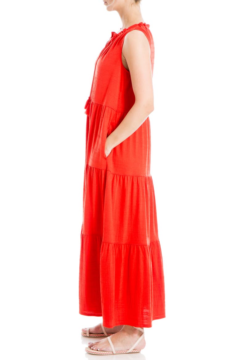 Tie Neck Tiered Jersey Maxi Dress, Alternate, color, LAVA-LAVA