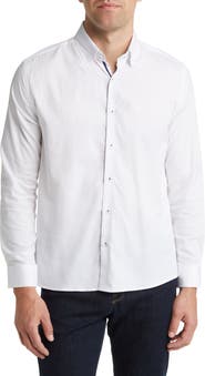 Stone Rose Solid Cotton & Lyocell Button-Up Shirt