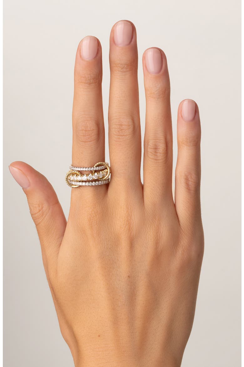 Junia Diamond Pavé Linked Stack Ring, Alternate, color, YELLOW GOLD