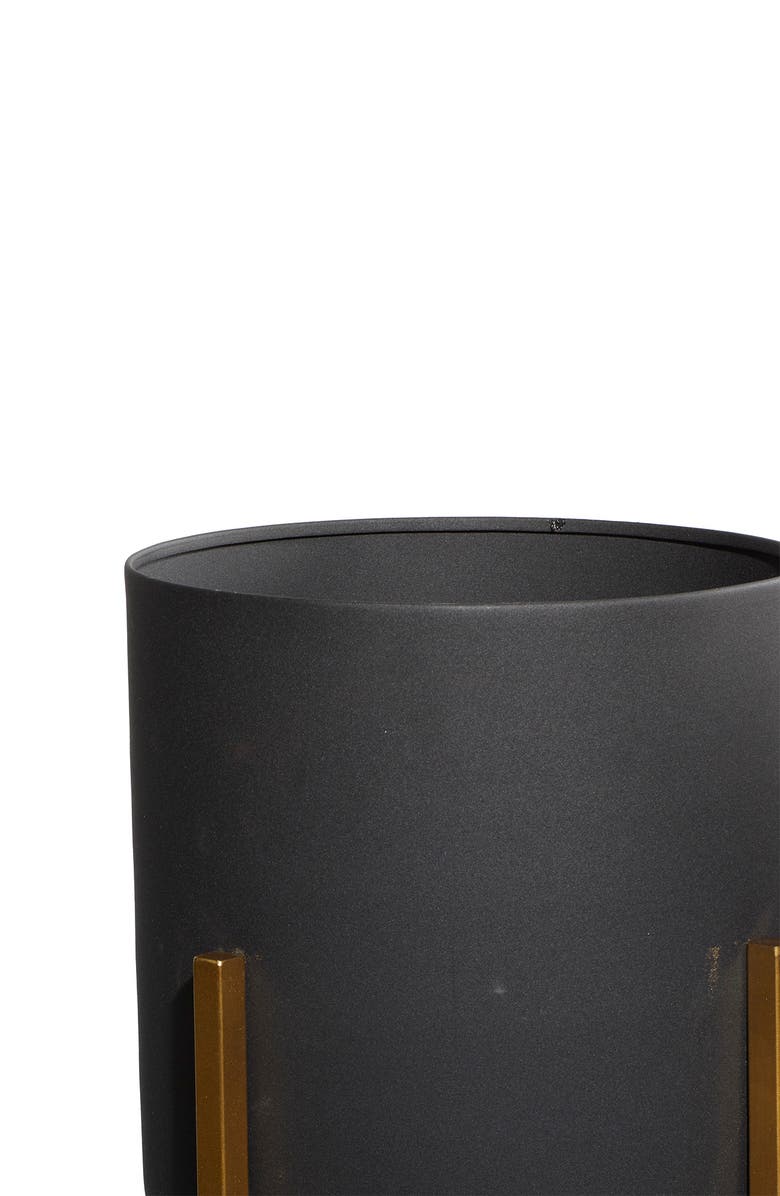 WILLOW ROW Black Metal Indoor & Outdoor Planter with Removable Goldtone Stand - Set of 2, Alternate, color,