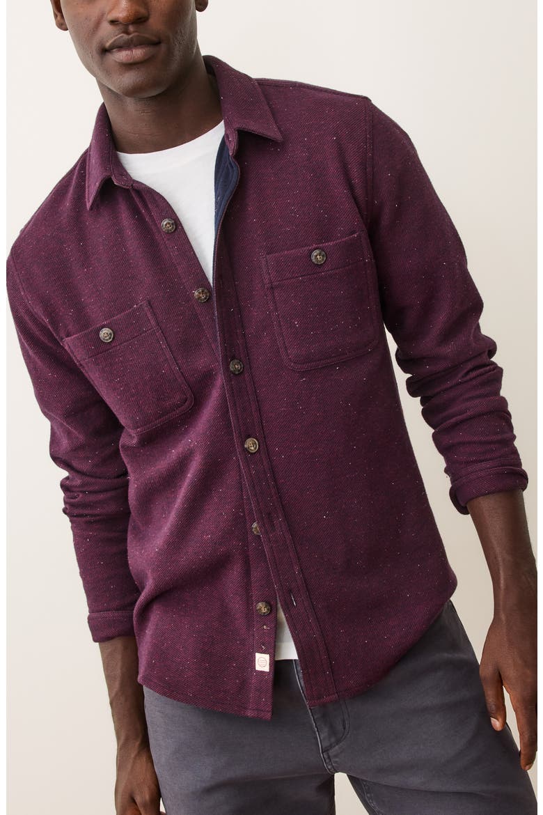 Pacifica Nep Stretch Twill Overshirt, Main, color, BURGUNDY NEPS
