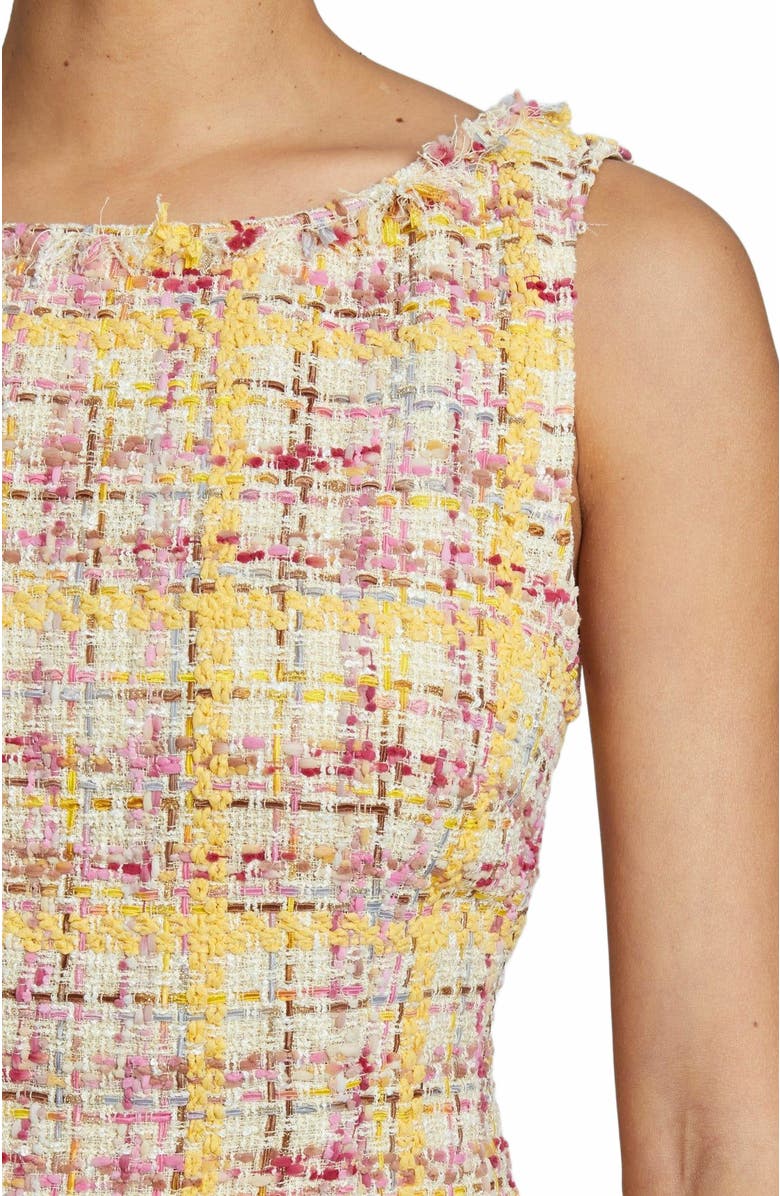 Santorelli CELINE Sleeveless Tweed Sheath Dress with Ruffle Hem, Alternate, color, 