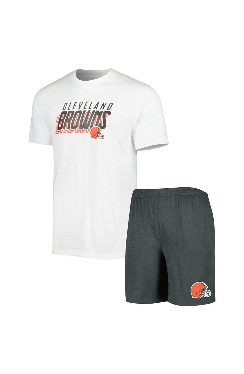 CONCEPTS SPORT Men's Concepts Sport Charcoal/White Cleveland Browns Downfield T-Shirt & Shorts Sleep Set, Main, color, 