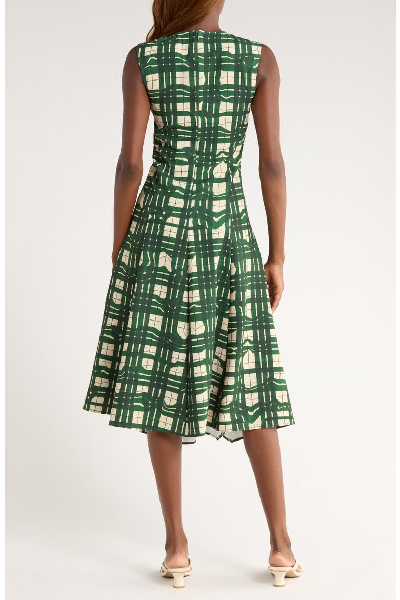 Check Ruched Sleeveless Midi Dress, Alternate, color, CHECKERED WAVE