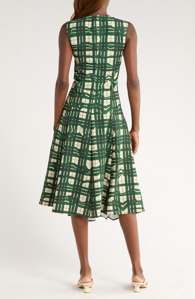 Stine Goya Check Ruched Sleeveless Midi Dress, Alternate, color, Checkered Wave