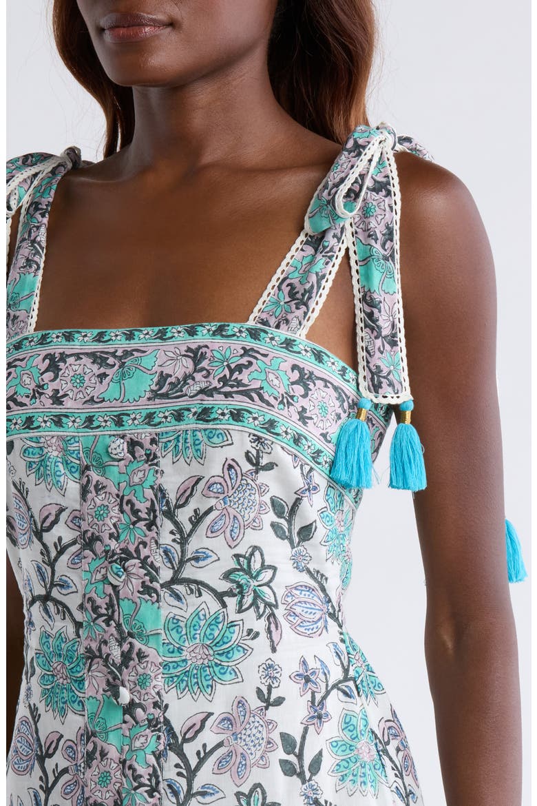 Gigi Cotton & Silk Cover-Up Midi Dress, Alternate, color, BRIGHT BLUE/ TURQUOISE MULTI