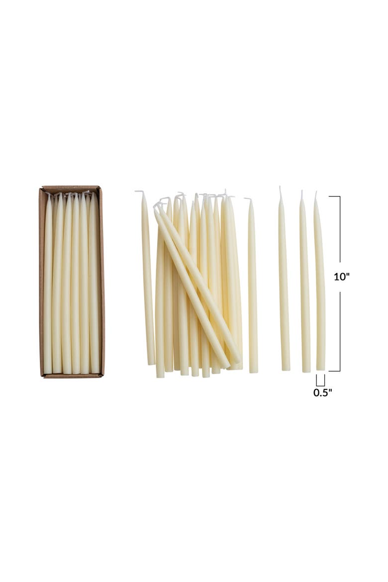 24-Piece Unscented Thin Taper Candles in Box, Ivory, Alternate, color, Ivory
