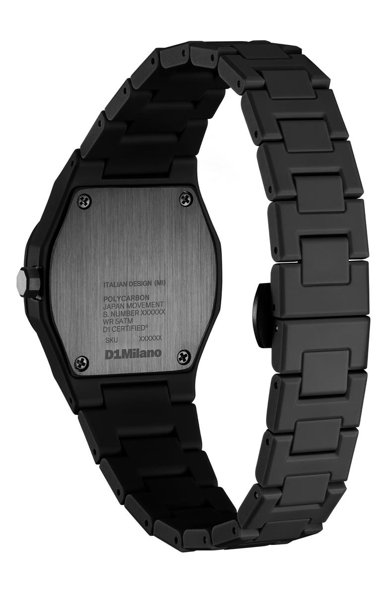D1 Milano Pulse Polycarbon Bracelet Watch, 32mm, Alternate, color, Black