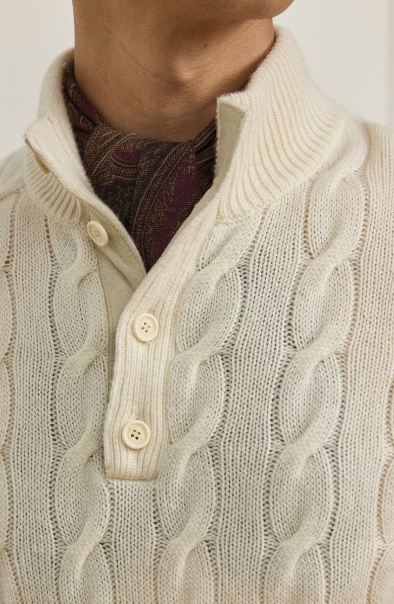 Ralph Lauren Purple Label Cable Stitch Cashmere Sweater, Alternate, color, Classic Cream