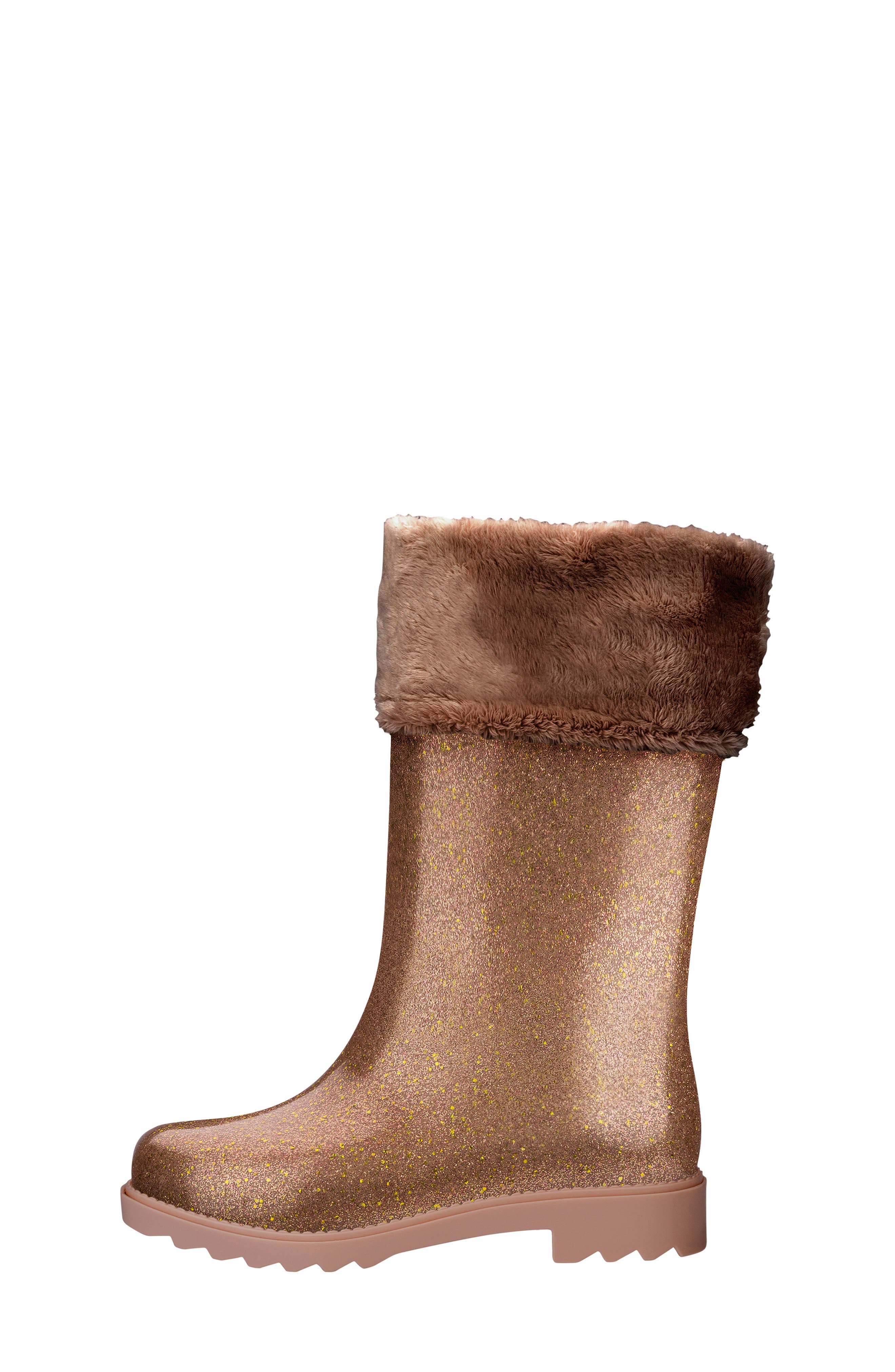 Mel by Melissa Mini Melissa Glitter Water Resistant Rain Boot, Alternate, color, 