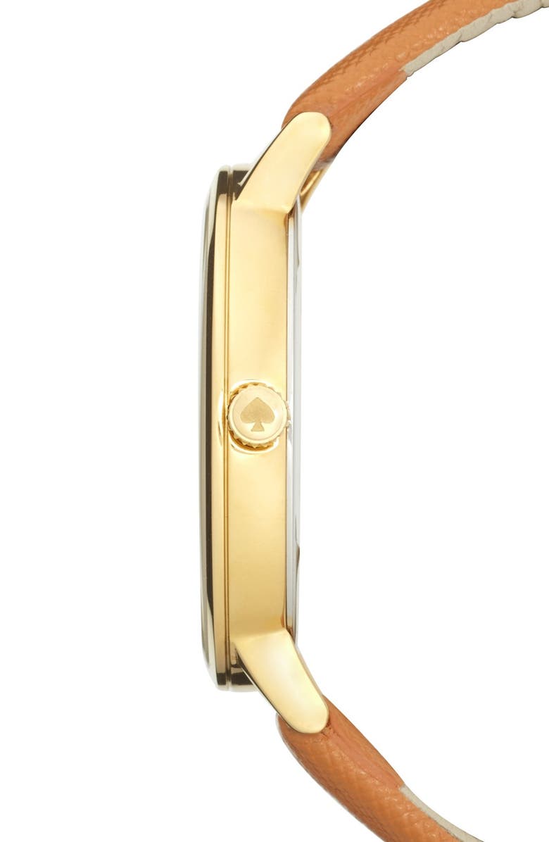 Kate Spade New York 'metro grand' round leather strap watch, 38mm, Alternate, color, 