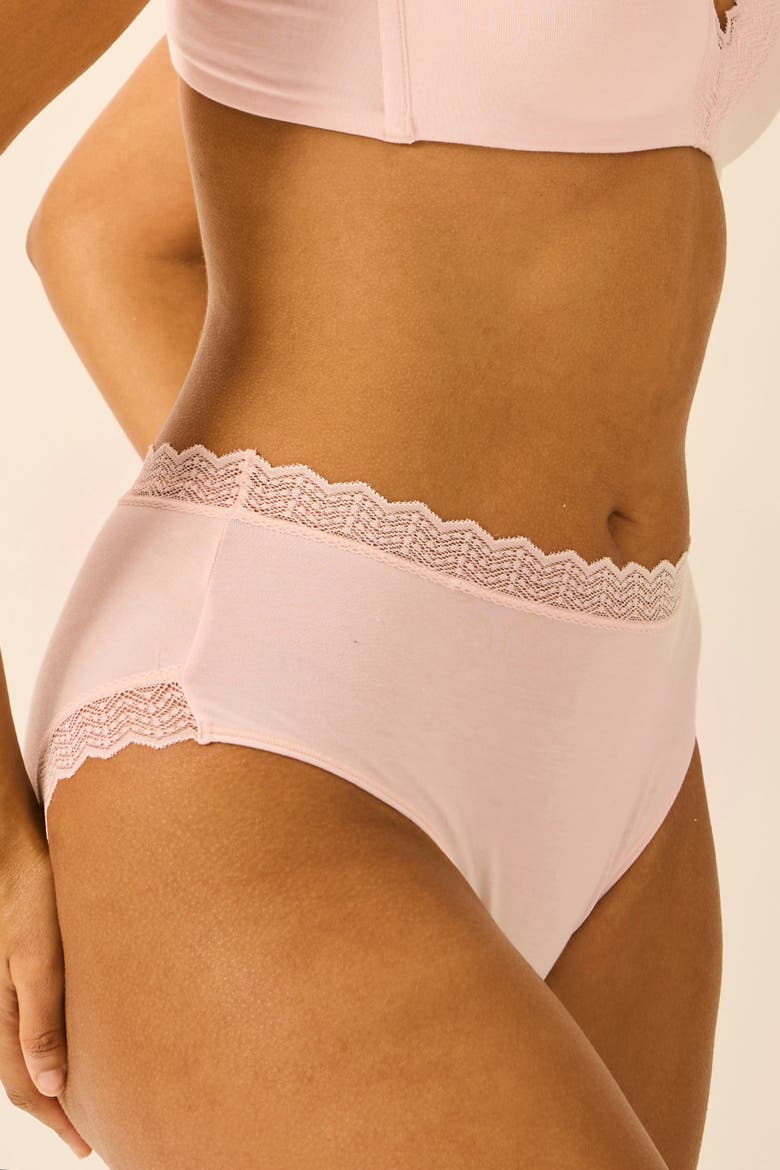 Zig Zag Lace High Rise Knicker Four Pack, Alternate, color, Sand Essentials