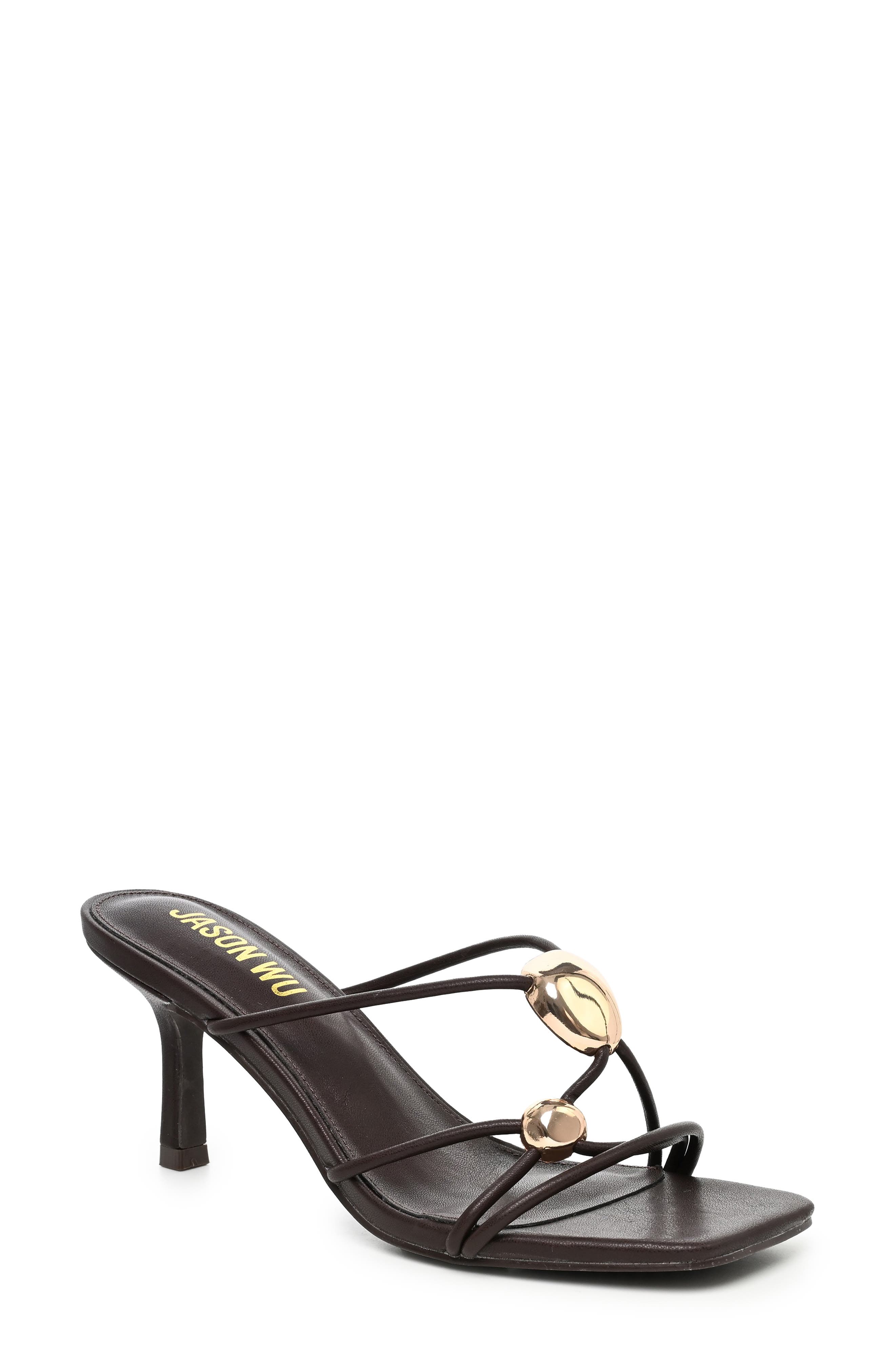 Dumas Strappy Heeled Sandal, Main, color, DK BROWN-GOLD